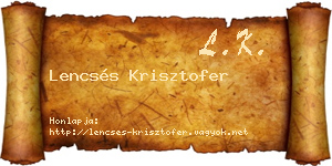 Lencsés Krisztofer névjegykártya